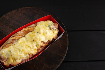 Hot dog with 4 cheese sauce