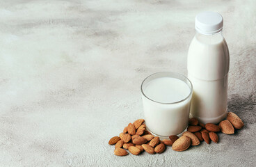 Almonds milk with almonds nuts .