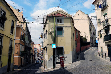 Fototapeta na wymiar narrow street in the old town in Lisbon