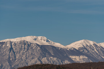 Molise, Mainarde. Winter panorama. The Mainarde mountain range extends along the border between...