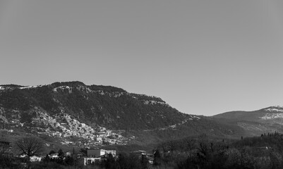 Panorama of Pesche, village in the province of Isernia, in Molise, perched along the steep slopes...