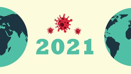 covid19 pandemic particles and earth planet and 2021 year