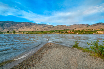 Fototapeta na wymiar Haynes point on Osoyoos lake with landscape overview on warm summer evening