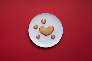 Card for Valentine's Day February 14th. Mother's day. Womans day. Cookies in Shape of Hearts.