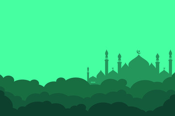 Arabic themed template with mosque and cloud background