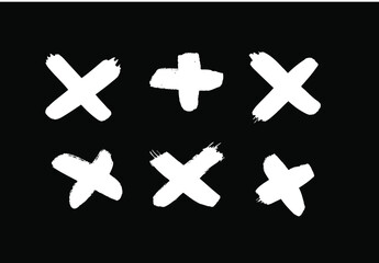 Black and White paint Vector cross lines. Hand drawn set of objects for design use. Abstract drawing stripes. Artistic illustration grunge elements strokes