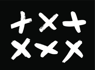 Obraz premium Black and White paint Vector cross lines. Hand drawn set of objects for design use. Abstract drawing stripes. Artistic illustration grunge elements strokes