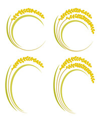 シンプルな稲のイラストセット　ベクターあり