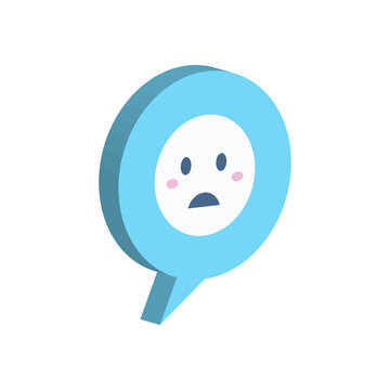 sad emoji in isometric communication bubble vector design