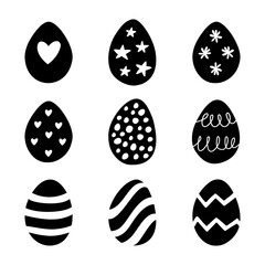 Easter set of doodle eggs illustrations isolated on white background.