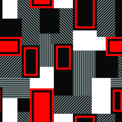 Seamless pattern of striped rectangle geometric tiles. Abstract modern endless background. Vector illustration.