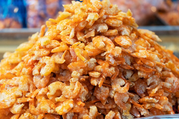 dried shrimp prepared for cooking in thailand market