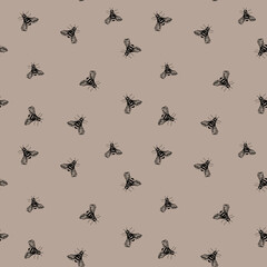 Bee seamless pattern. Hand drawn insect