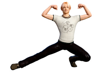 3D Rendering Teenager Boy on White