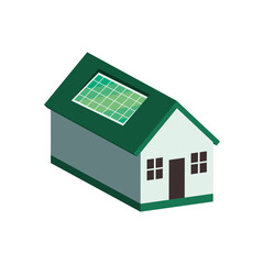 solar panel on house isometric vector design