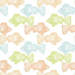 Vector Seamless Pattern with Funky Fish