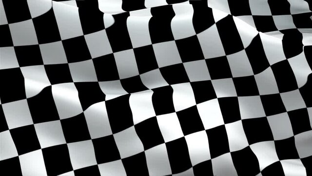 Checkered flag. Isolated Waving Checkered Flag. Chequered Flag Looping Closeup 1080p Full HD 1920X1080 footage video waving in wind. Checkered Black white Start Finish Win Race flags footage video
