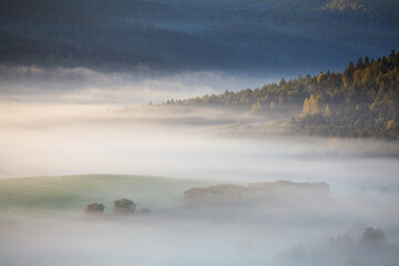 fog in a mountain valley