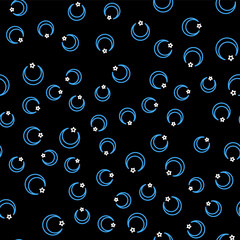 Line Star and crescent - symbol of Islam icon isolated seamless pattern on black background. Religion symbol. Vector.