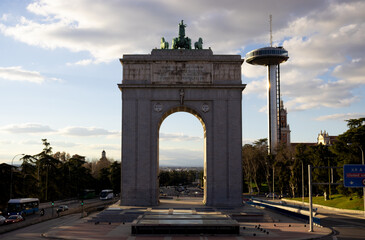 Arco de la victoria and Faro de Moncloa in Madrid