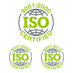 ISO 9001 flat pictogram, 2000, 2008 and 2015
