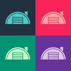 Pop art Warehouse icon isolated on color background. Vector.
