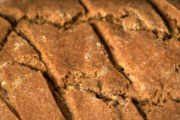 Close-up homemade fresh bread. The texture of a crust of bread