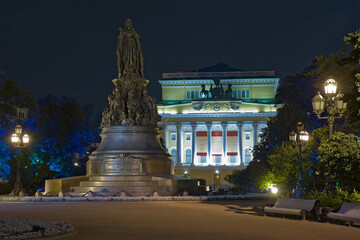 St. Petersburg - monument to Catherine II and the Alexandrinsky Theater.