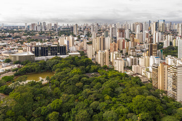 Obraz premium Goias Legislative Assembly next to the Buritis Forest, Goias, Brazil