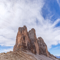 Fototapeta premium The peaks of the famous Tre Cime di Lavaredo. Italian Dolomites. South Tyrol, Italy