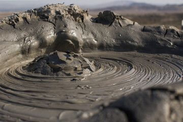 Fototapeta na wymiar Mud volcano in Azerbaijan desert 