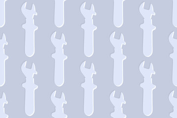 Adjustable wrench seamless pattern. Background from a metal adjustable wrench.