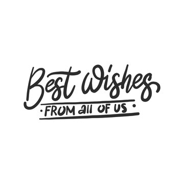 "Best wishes from all of us" - handwritten lettering for greeting card