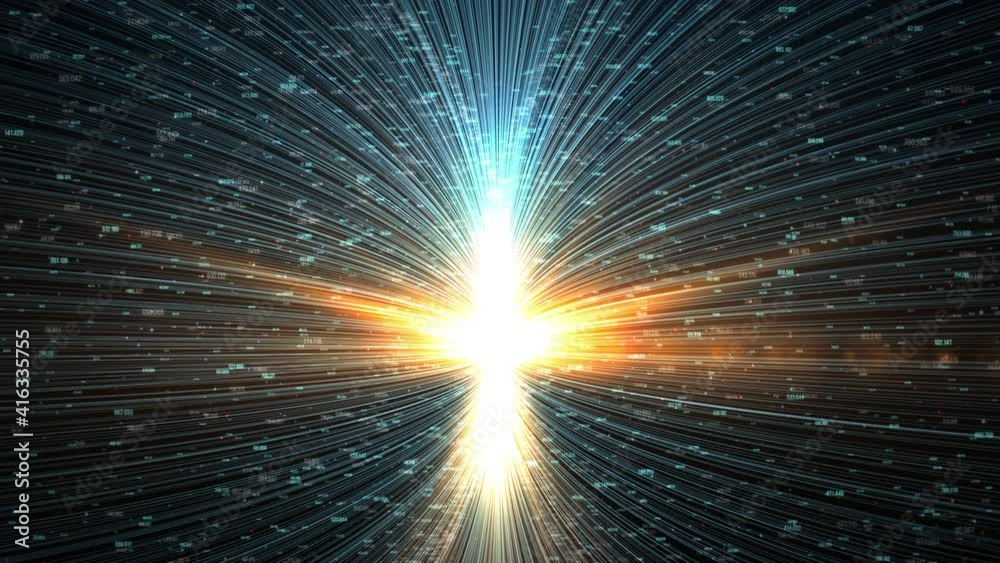 Poster Transfer and storage of data sets/Data transmission channel. Motion of digital data flow. Transferring of big data. 3D Rendering