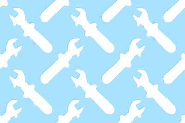 Fototapeta na wymiar Adjustable wrench seamless pattern. Background from a metal adjustable wrench.