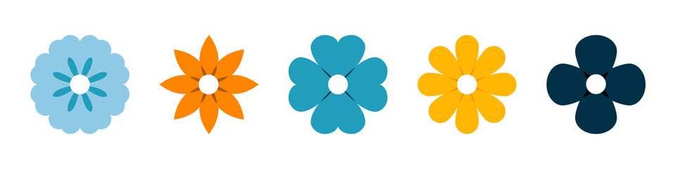 Flowers. Flowers vector icons, isolated in flat design. Flower in modern color. Vector illustration