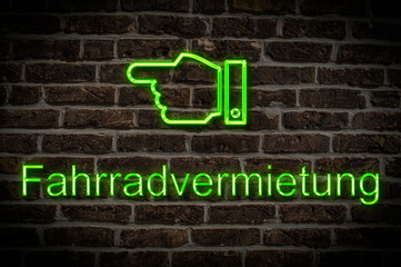 Leuchtreklame Fahrradvermietung