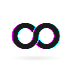 infinity logo with shadow color concept