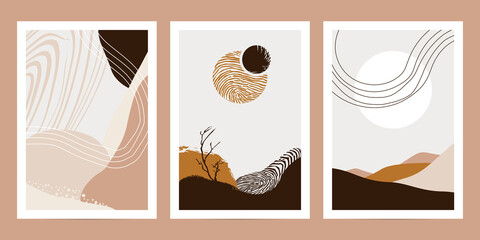 Collection of abstract art posters in pastel colors. Great design for social media, postcards, print, wall decoration.