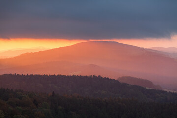 sunrise in the mountains, Beskid Niski