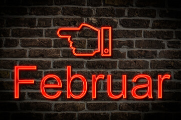 Leuchtreklame Februar