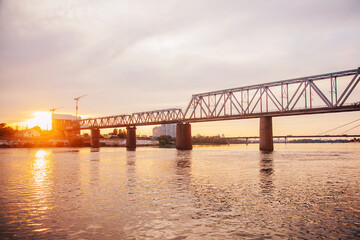 Fototapeta na wymiar Beautiful sunset on the river. Background.