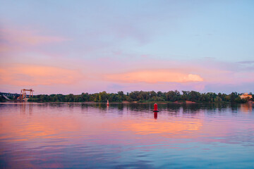Beautiful sunset on the river. Background.