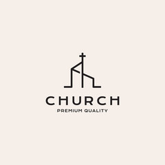 christian cross church hipster vintage logo vector icon illustration