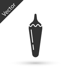 Grey Hot chili pepper pod icon isolated on white background. Design for grocery, culinary products, seasoning and spice package, cooking book. Vector.