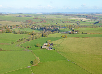 Fototapeta na wymiar Aerial view of the fields at Monks Down in Wiltshire