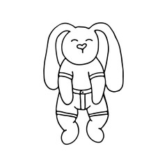 Rabbit, hand-drawn children's toy. Doodle image for various designs.