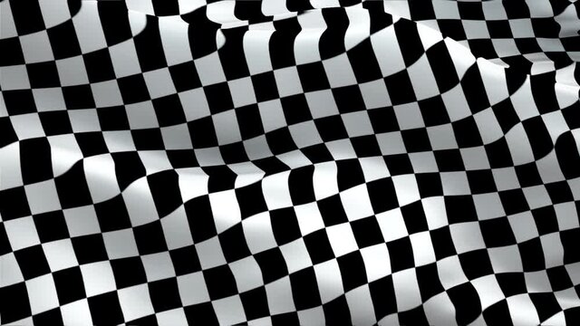 Checkered Racing Flag video waving in wind. Formula Racing Flag background. Start Race Checkered Flag Looping Closeup 1080p Full HD footage.Checkered Black white Start Finish Win Race flags footage 