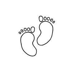 Hand-drawn baby foot prints. Doodle image of feet for different designs.