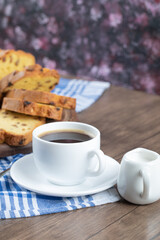 Sweet yummy pie with a cup of drink